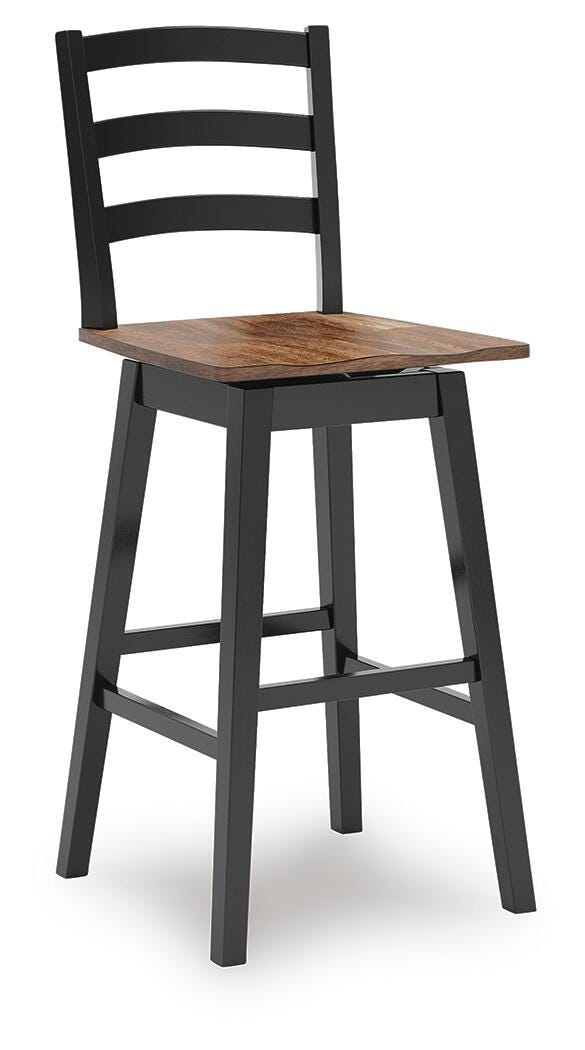 Wildenauer Brown/Black Bar Height Barstool, Set of 2 from Ashley Furniture - Luna Furniture