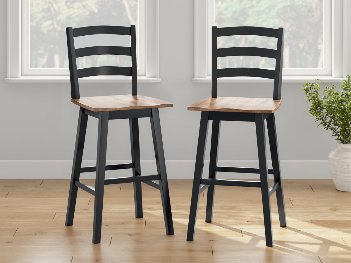 Wildenauer Brown/Black Bar Height Barstool, Set of 2 from Ashley Furniture - Luna Furniture
