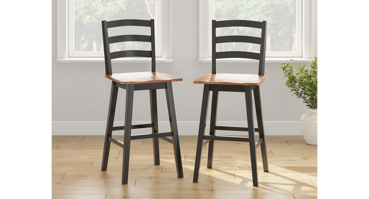 Wildenauer Brown/Black Bar Height Bar Stool, Set of 2 from Ashley Furniture - Luna Furniture