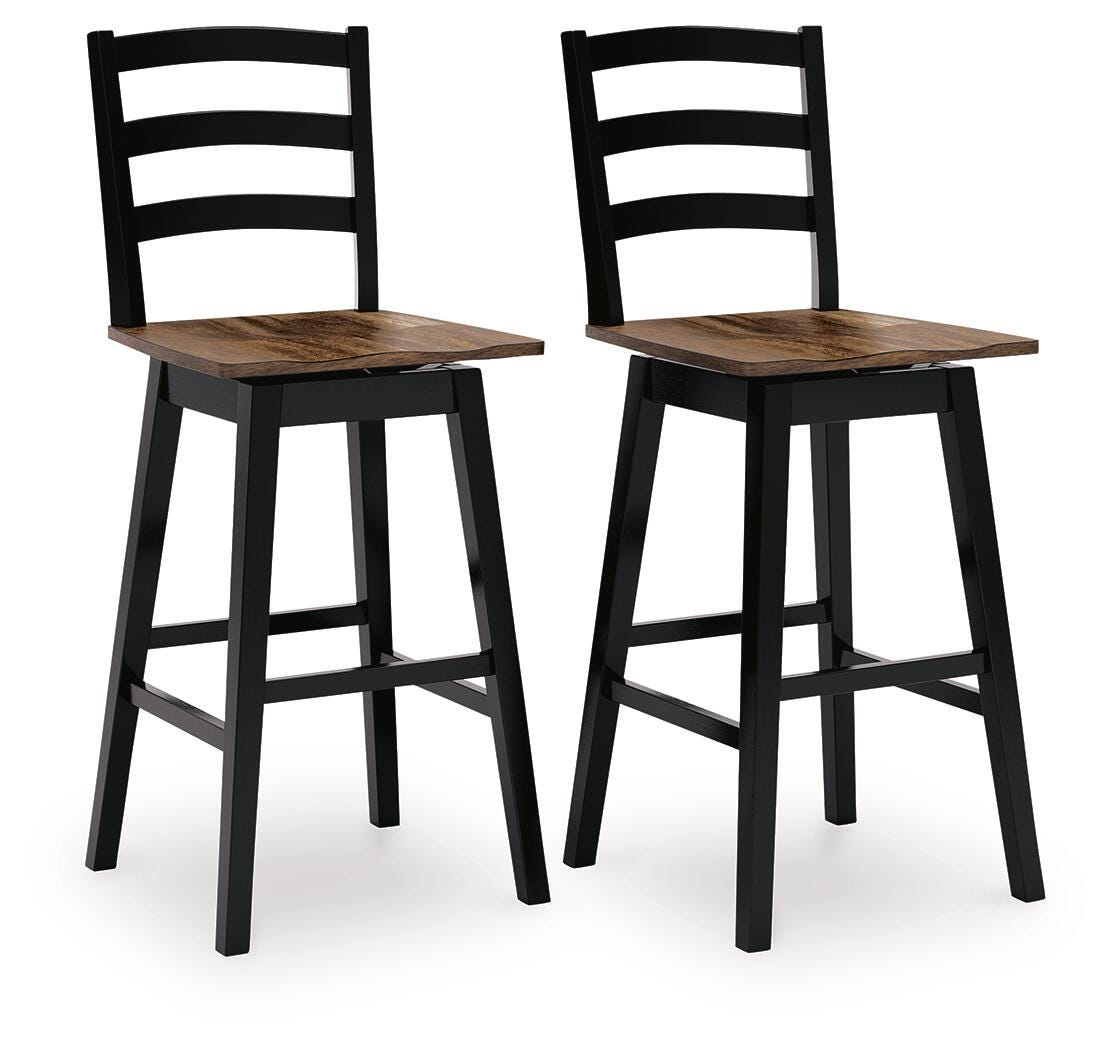 Wildenauer Brown/Black Bar Height Barstool, Set of 2 from Ashley - Luna Furniture