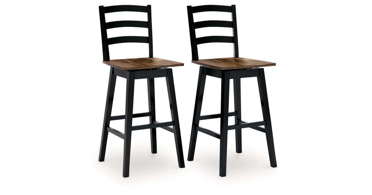 Wildenauer Brown/Black Bar Height Bar Stool, Set of 2 from Ashley Furniture - Luna Furniture