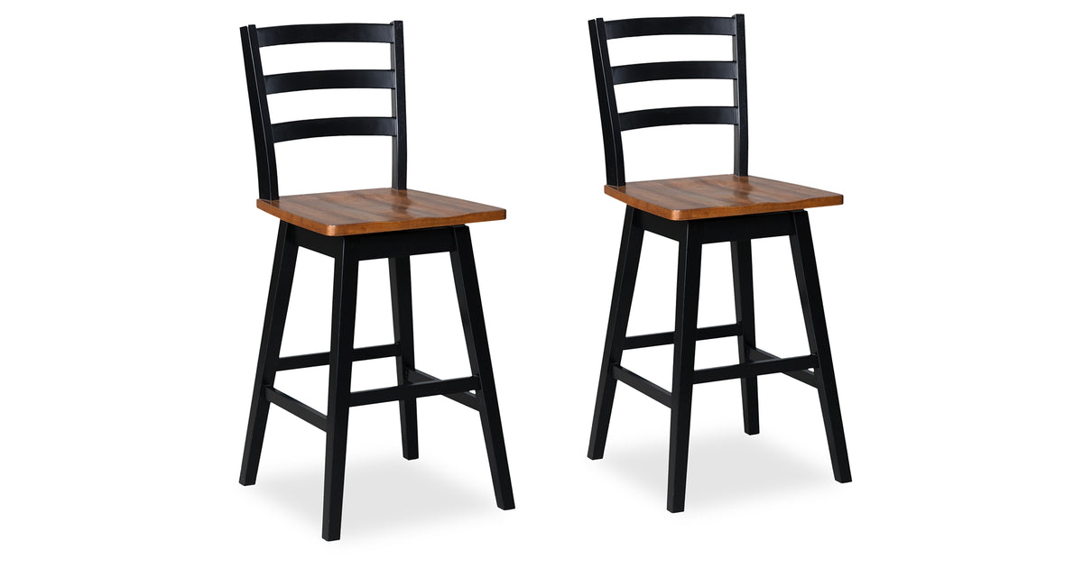 Wildenauer Brown/Black Bar Height Barstool, Set of 2 from Ashley Furniture - Luna Furniture