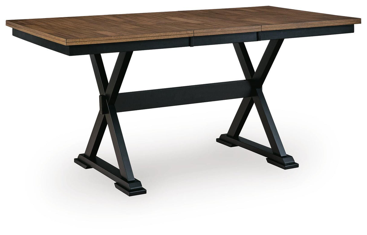 Wildenauer Brown/Black Counter Height Extension Dining Table and 4 Barstools from Ashley - Luna Furniture