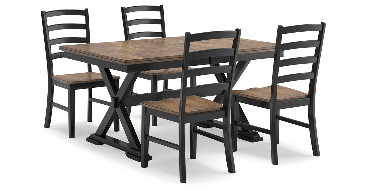 Wildenauer Dining Table and 4 Chairs in Brown/Black from Ashley - Luna Furniture