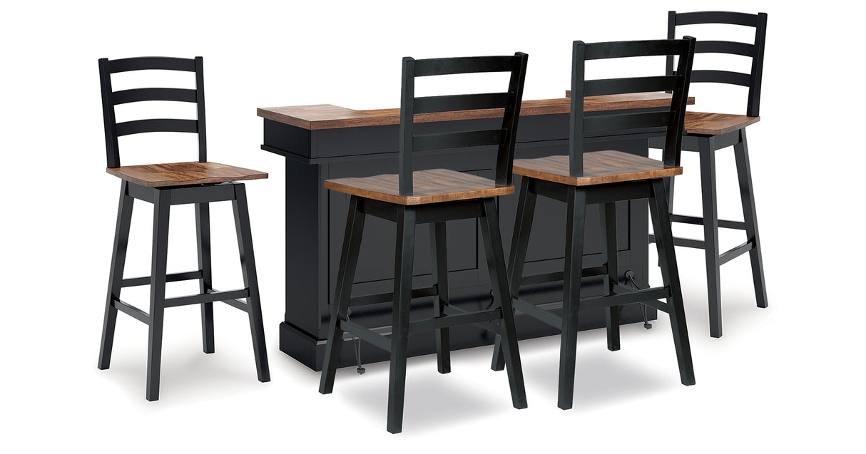 Wildenauer Brown/Black Bar Table and 4 Barstools from Ashley - Luna Furniture
