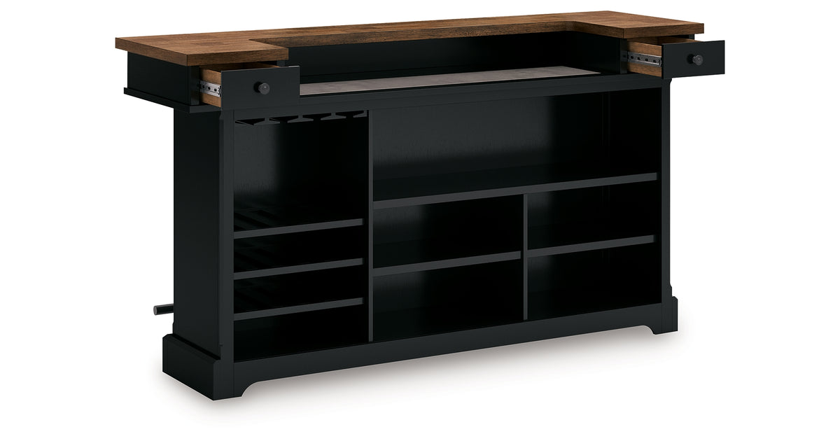 Wildenauer Brown/Black 78" Bar from Ashley Furniture - Luna Furniture