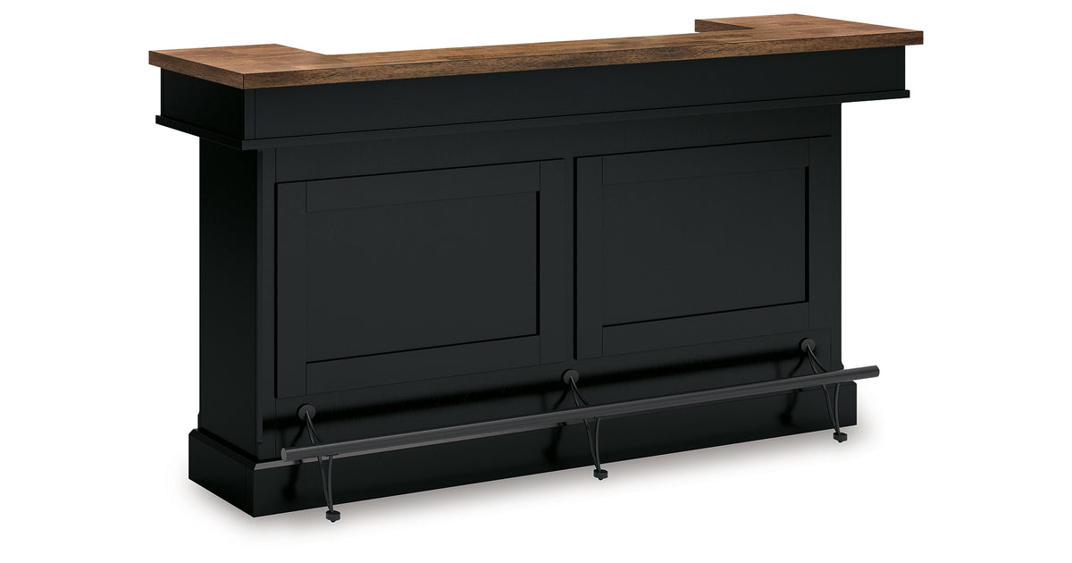 Wildenauer Brown/Black 78" Bar from Ashley Furniture - Luna Furniture