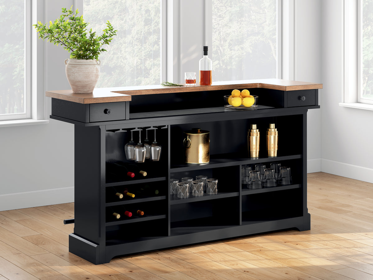 Wildenauer Brown/Black 78" Bar from Ashley Furniture - Luna Furniture