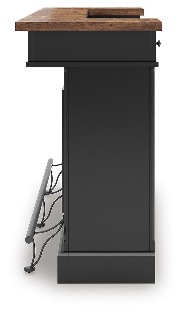 Wildenauer Brown/Black 78" Bar from Ashley Furniture - Luna Furniture
