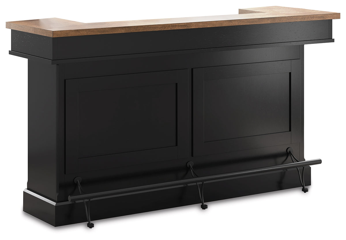 Wildenauer Brown/Black 78" Bar from Ashley Furniture - Luna Furniture