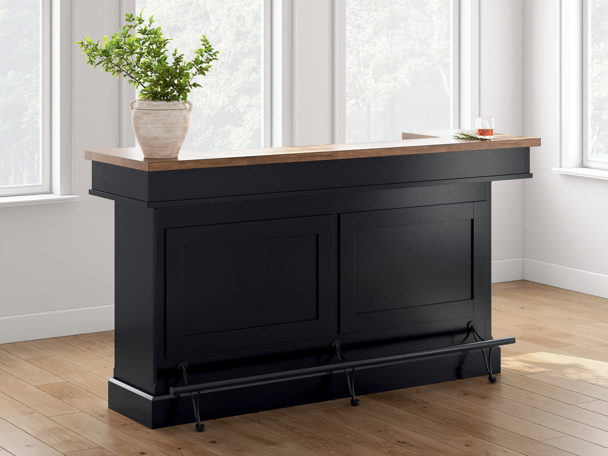 Wildenauer Brown/Black 78" Bar from Ashley Furniture - Luna Furniture