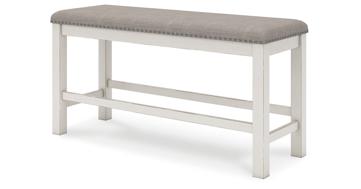 Robbinsdale Counter Height Dining Table and 4 Barstools and Bench in Antique White from Ashley - Luna Furniture