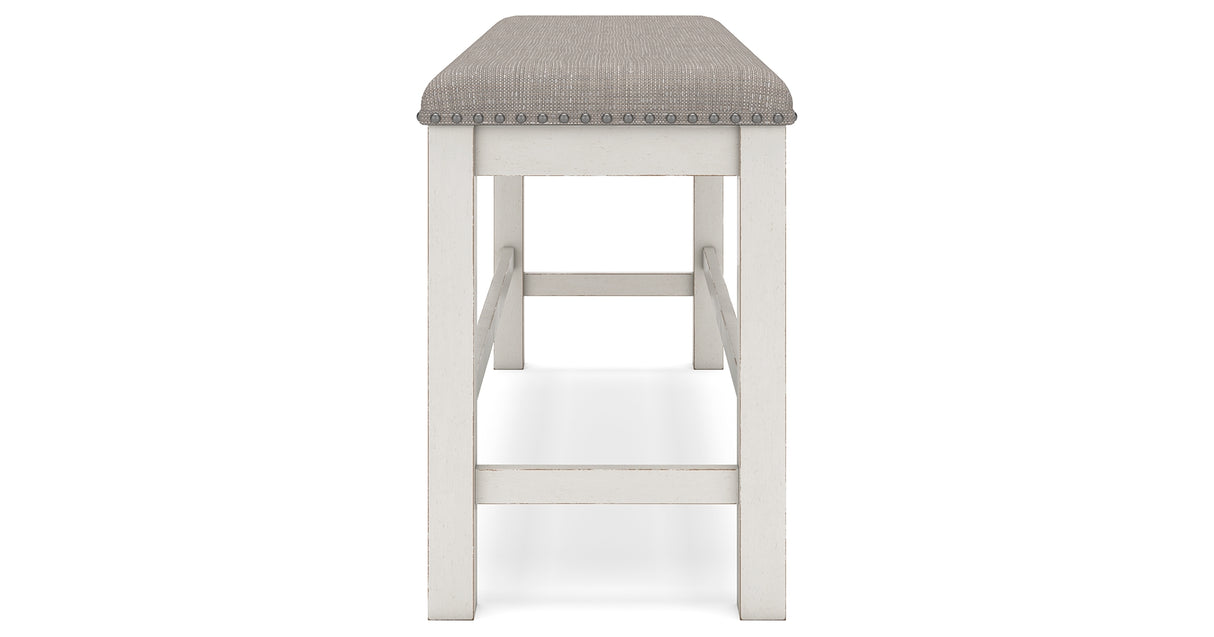 Robbinsdale Counter Height Dining Table and 4 Barstools and Bench in Antique White from Ashley - Luna Furniture