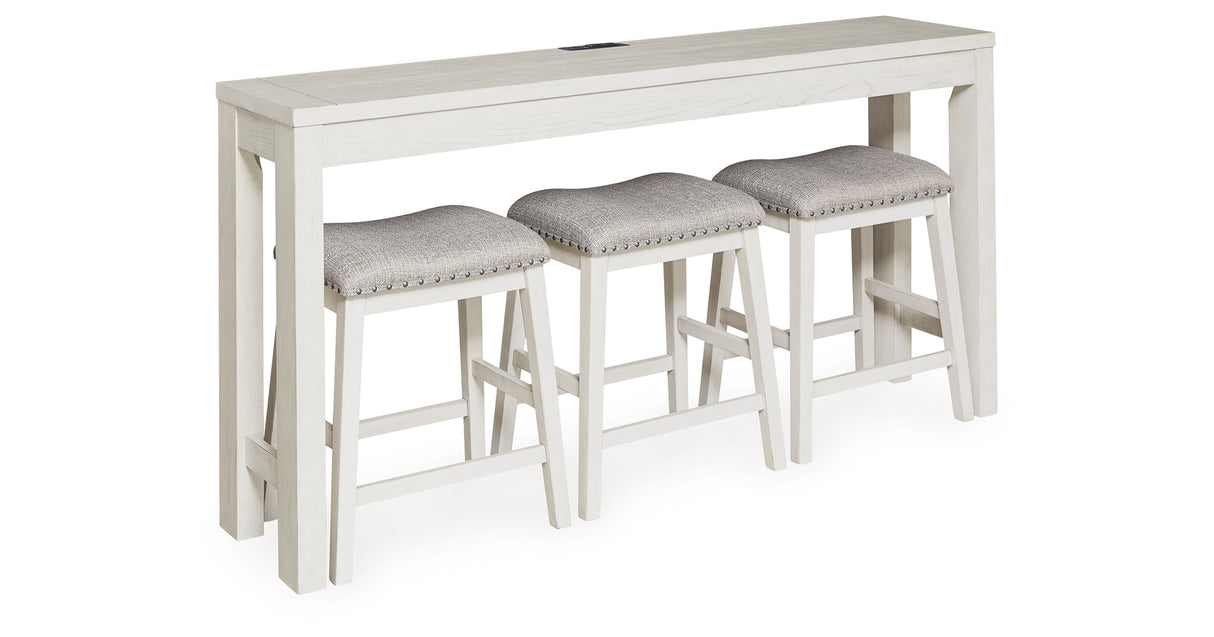 Robbinsdale Antique White Counter Height Dining Table and 3 Barstools Set from Ashley - Luna Furniture