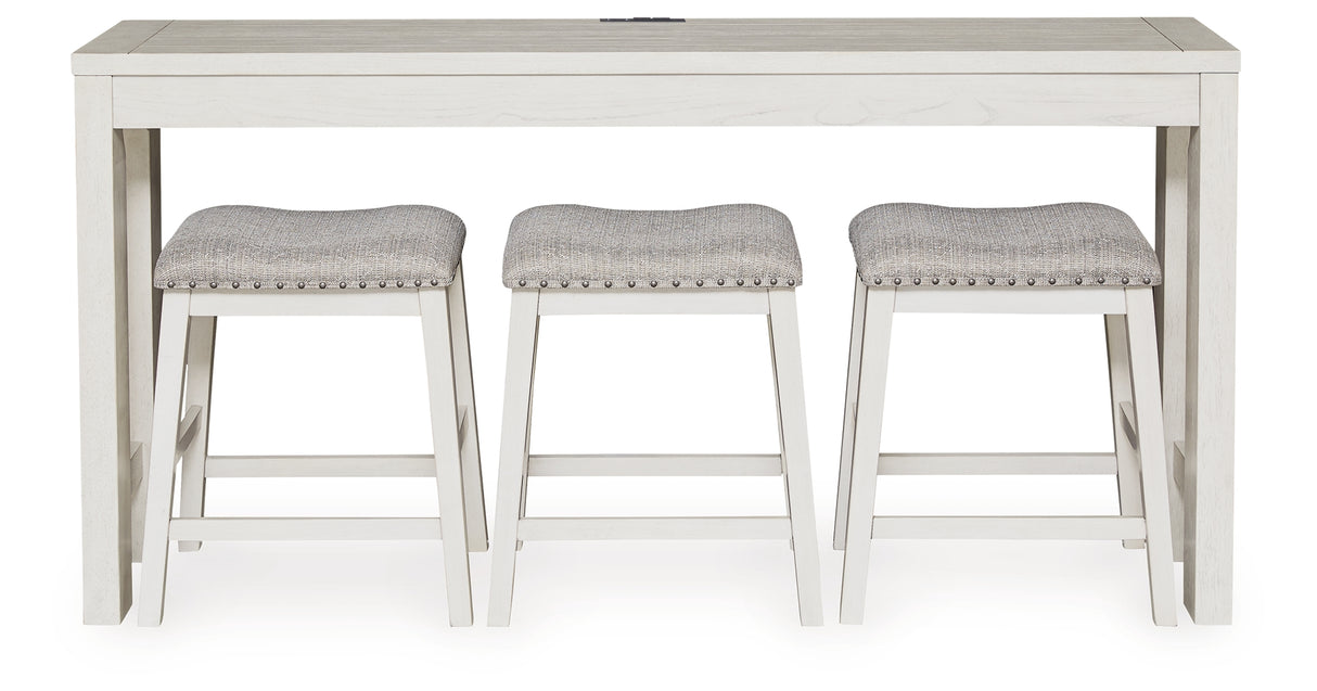 Robbinsdale Antique White Counter Height Dining Table and 3 Barstools Set from Ashley - Luna Furniture