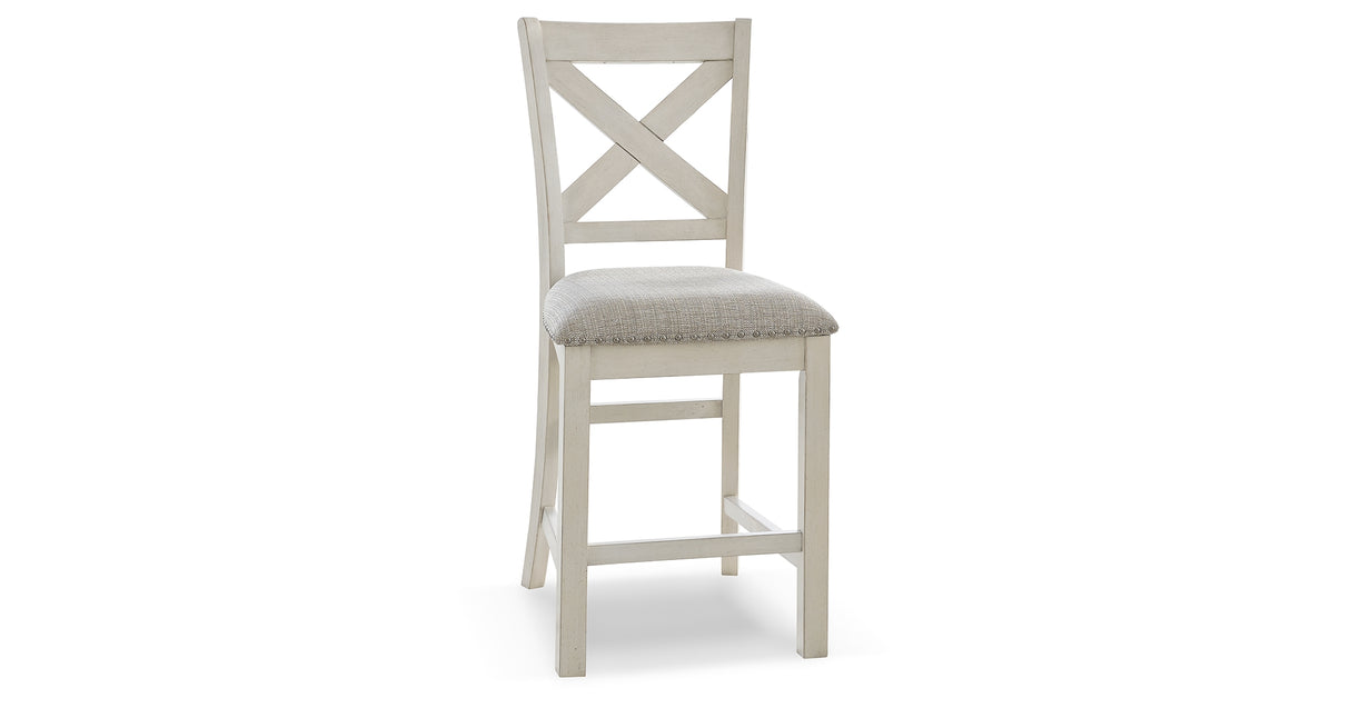 Robbinsdale Antique White Counter Height Dining Table and 8 Barstools with Storage from Ashley Furniture - Luna Furniture