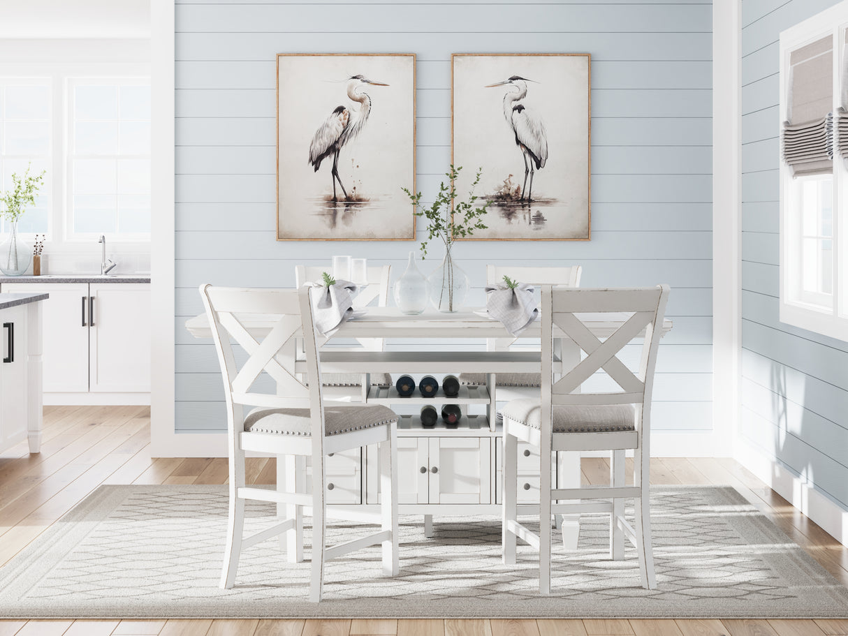 Robbinsdale Antique White Counter Height Dining Table and 4 Barstools from Ashley Furniture - Luna Furniture