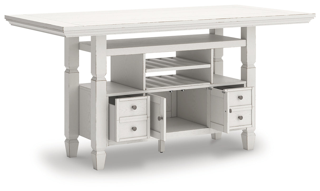 Robbinsdale Antique White Counter Height Dining Table and 4 Barstools from Ashley Furniture - Luna Furniture