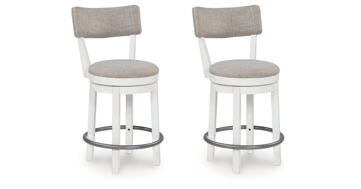 Robbinsdale Antique White Counter Height Barstool, Set of 2 from Ashley Furniture - Luna Furniture