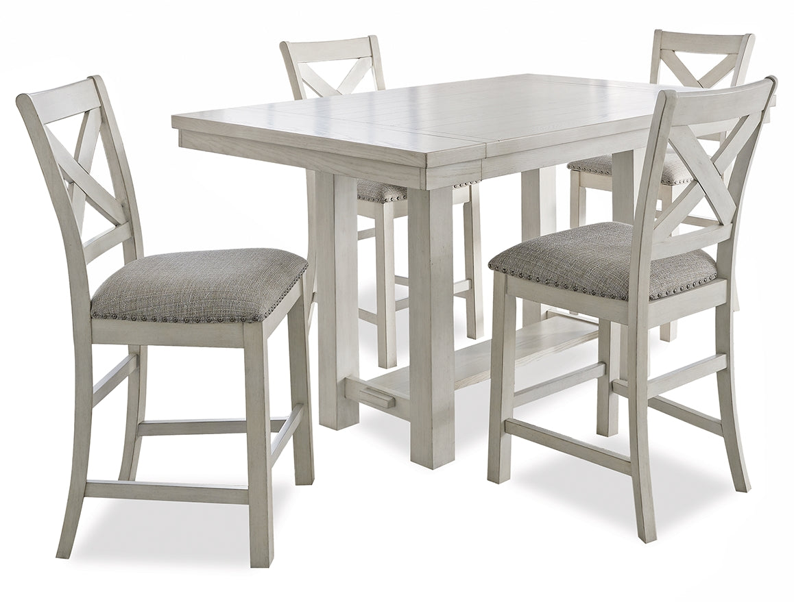 Robbinsdale Counter Height Dining Table and 8 Barstools in Antique White from Ashley - Luna Furniture