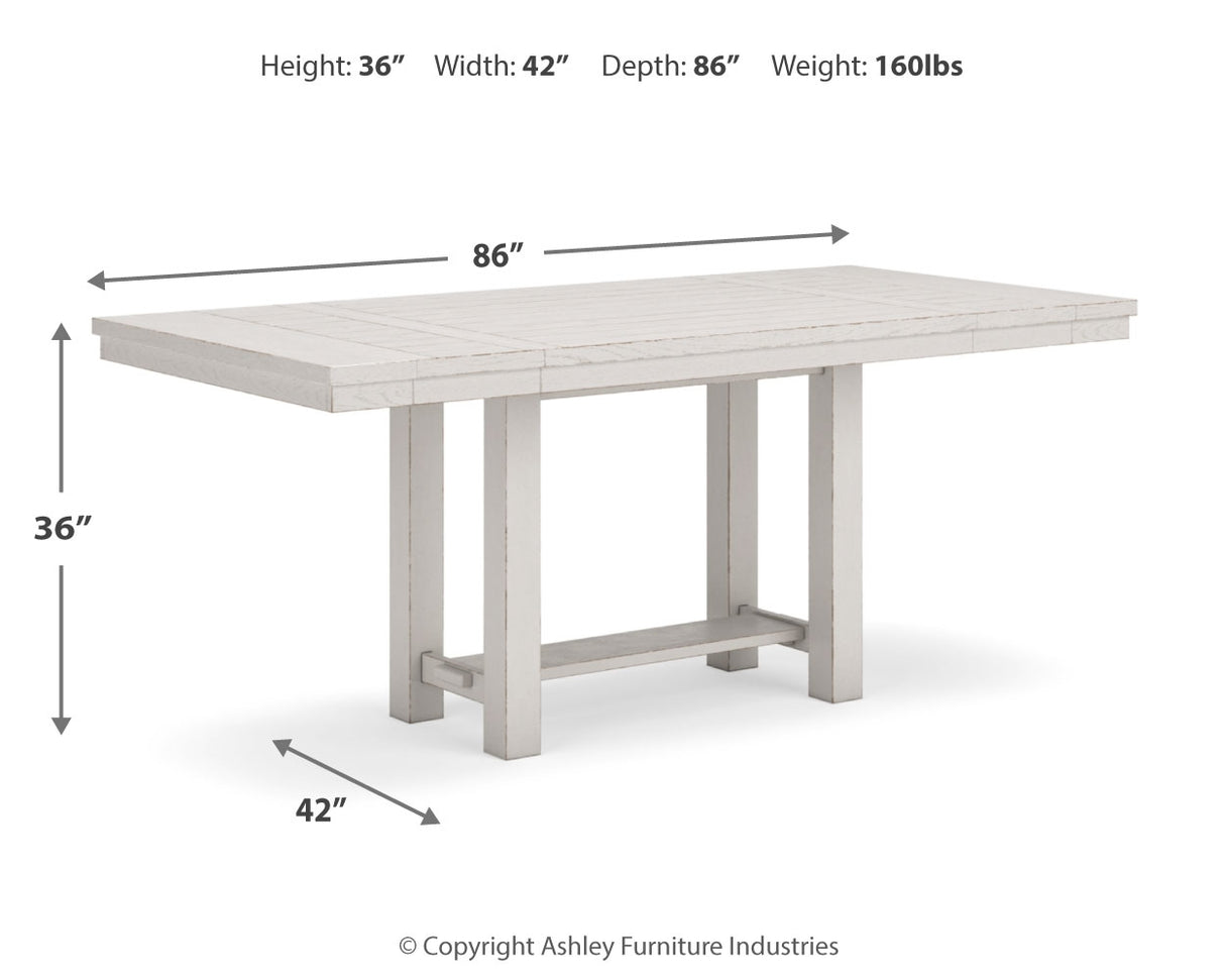 Robbinsdale Counter Height Dining Table and 8 Barstools in Antique White from Ashley - Luna Furniture