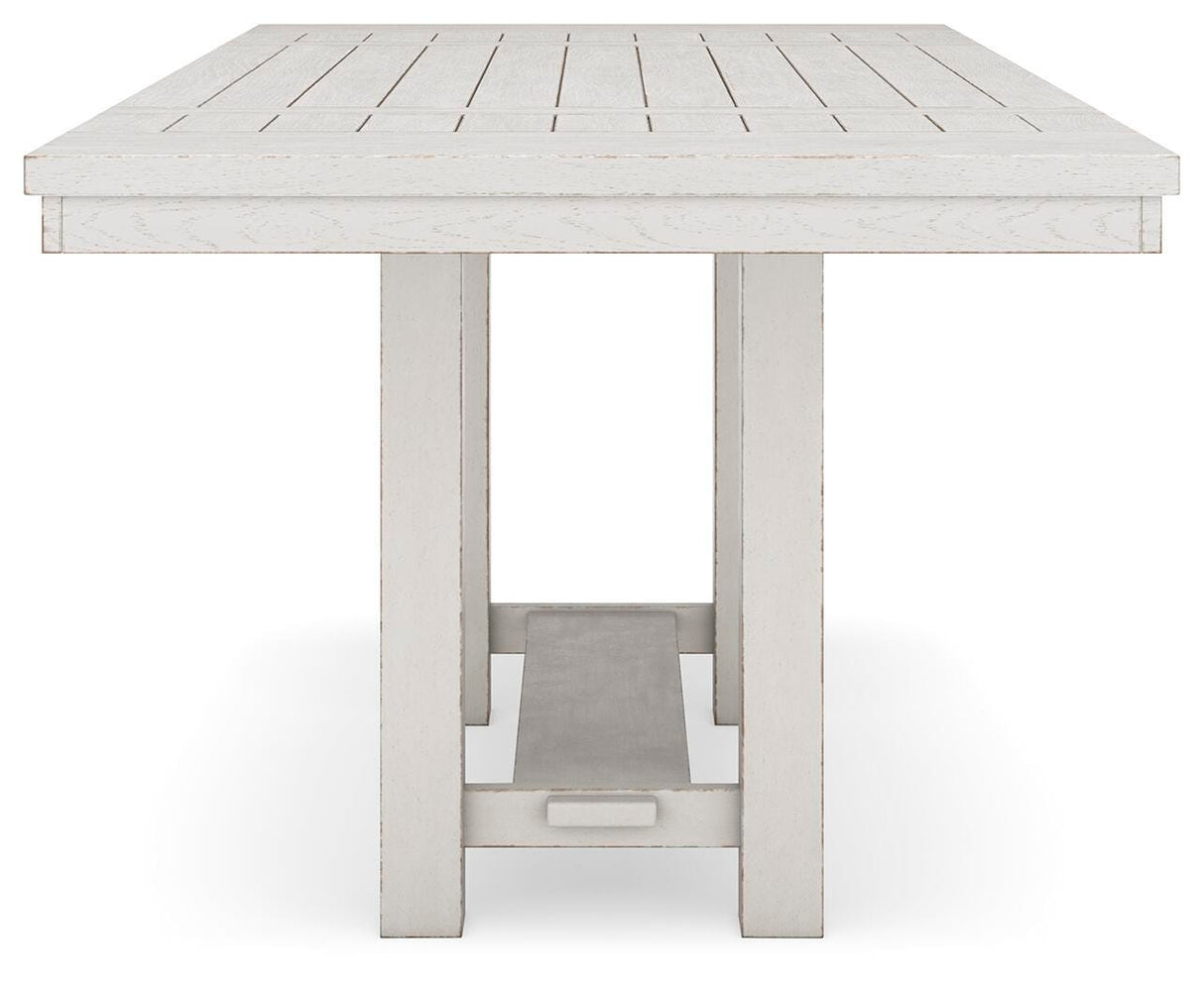 Robbinsdale Antique White Counter Height Dining Table and 6 Barstools and Bench with Storage from Ashley - Luna Furniture