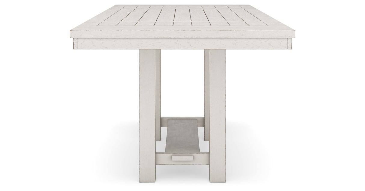 Robbinsdale Antique White Counter Height Dining Table and 8 Barstools with Storage from Ashley Furniture - Luna Furniture