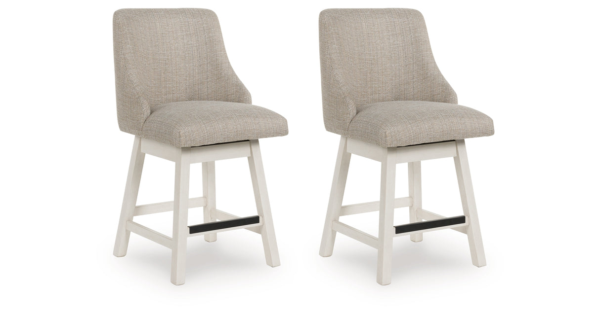 Robbinsdale Antique White Counter Height Barstool, Set of 2 from Ashley Furniture - Luna Furniture