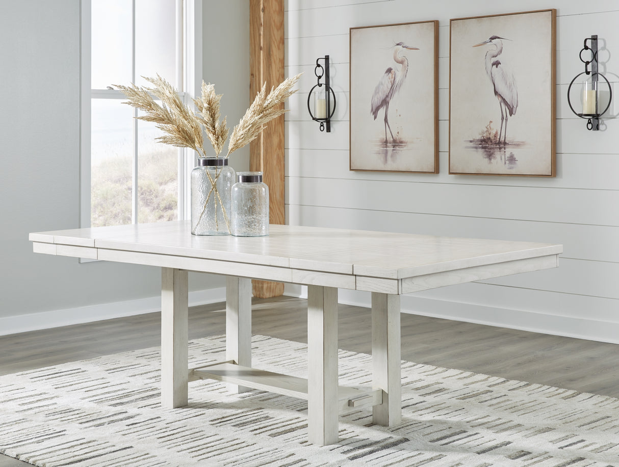 Robbinsdale Dining Table and 6 Chairs and Bench with Storage in Antique White from Ashley Furniture - Luna Furniture