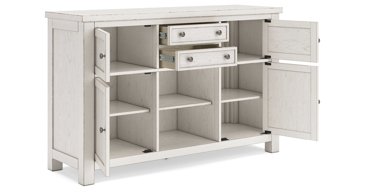 Robbinsdale Antique White Counter Height Dining Table and 10 Barstools and Storage from Ashley Furniture - Luna Furniture