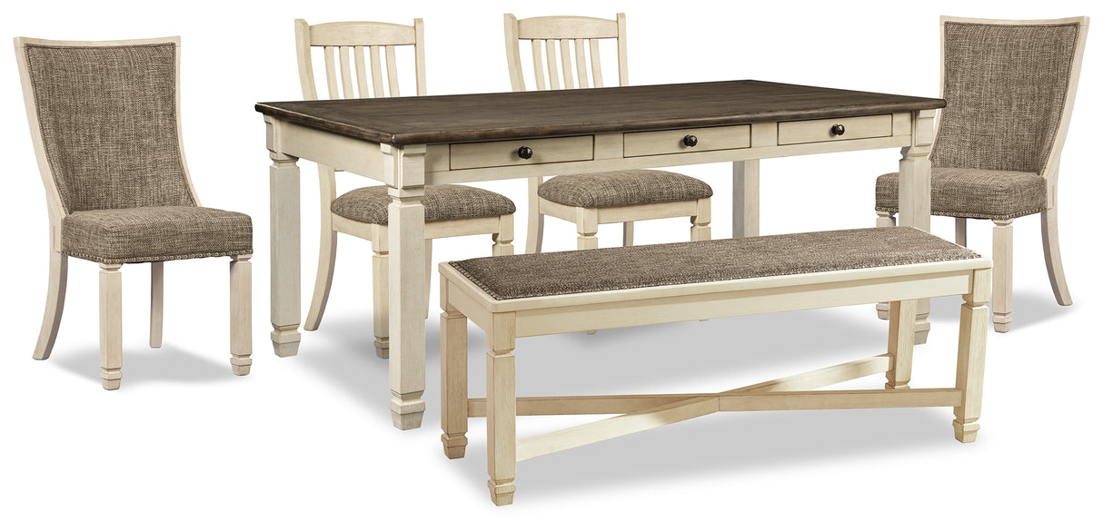 Bolanburg Dining Table and 4 Chairs and Bench in Two-tone from Ashley Furniture - Luna Furniture