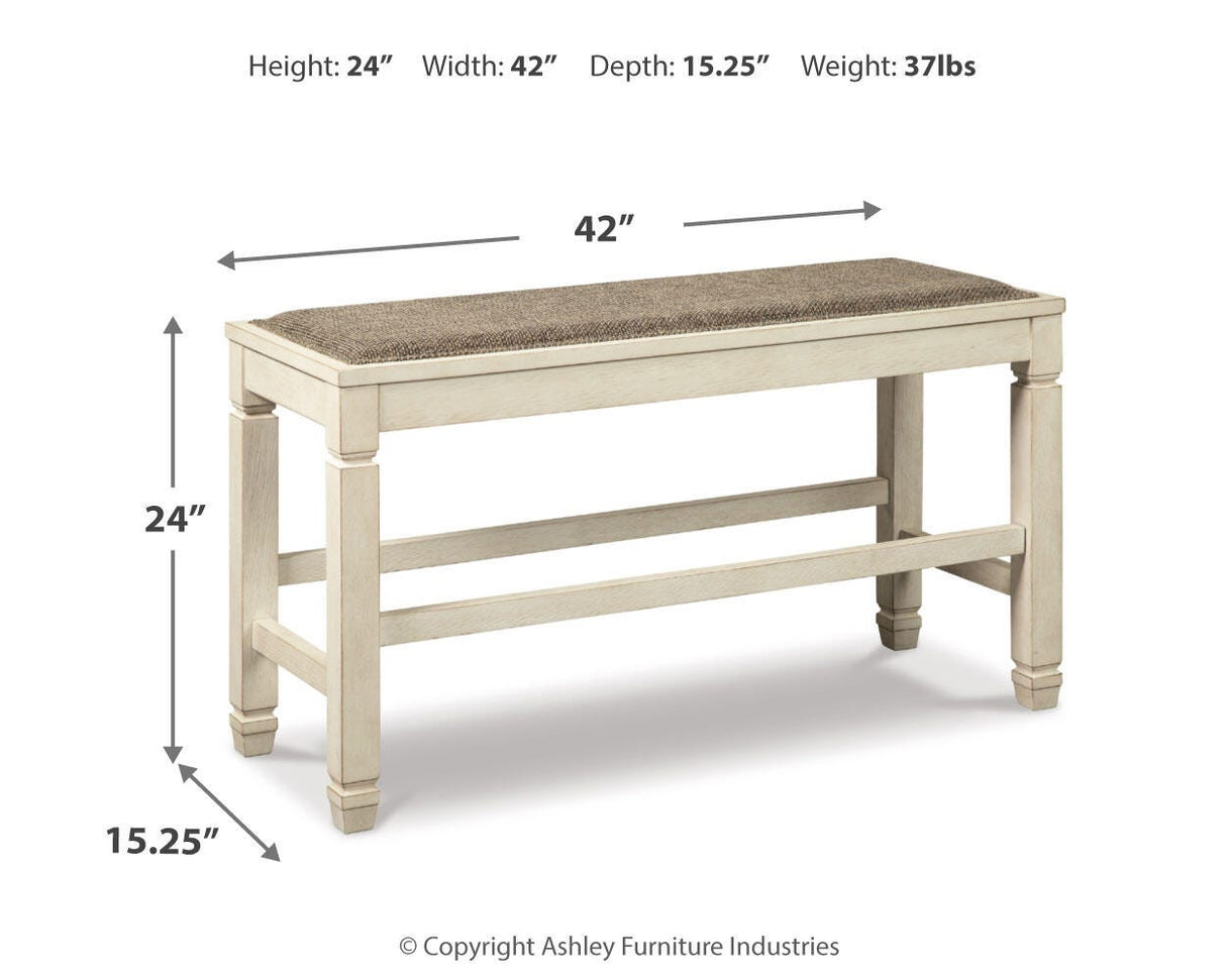 Bolanburg Antique White Counter Height Dining Table, 4 Barstools, Bench and Server from Ashley - Luna Furniture