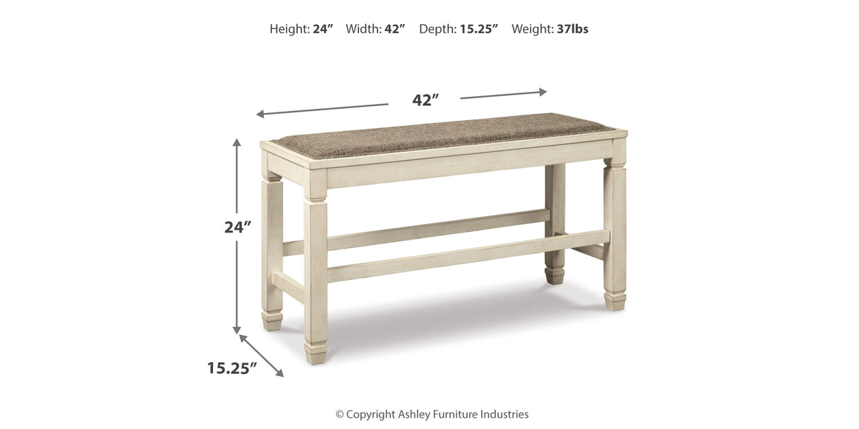 Bolanburg Two-tone Counter Height Dining Table and 4 Barstools and Bench from Ashley Furniture - Luna Furniture