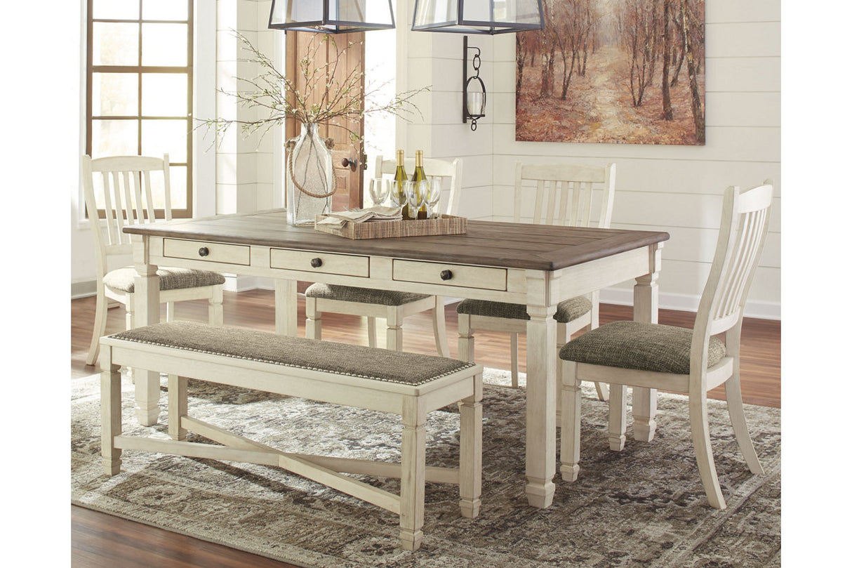 Bolanburg Antique White Dining Table with 4 Chairs and Bench from Ashley Furniture - Luna Furniture