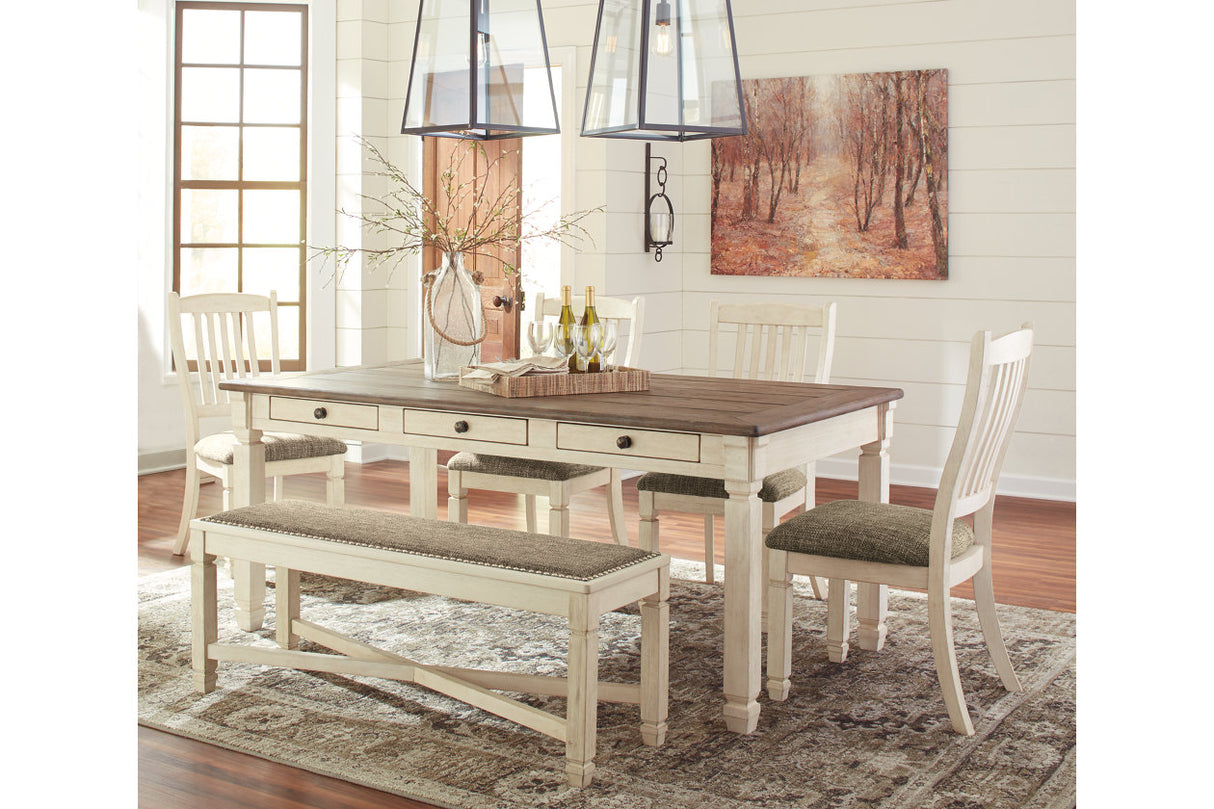 Bolanburg Antique White Dining Table with 4 Chairs and Bench from Ashley Furniture - Luna Furniture
