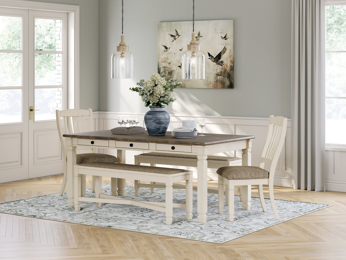 Bolanburg Antique White Dining Table with 2 Chairs and 2 Benches from Ashley Furniture - Luna Furniture