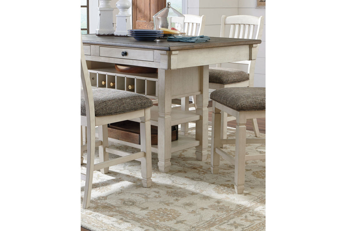 Bolanburg Antique White Counter Height Dining Table, 4 Barstools, Bench and Server from Ashley - Luna Furniture