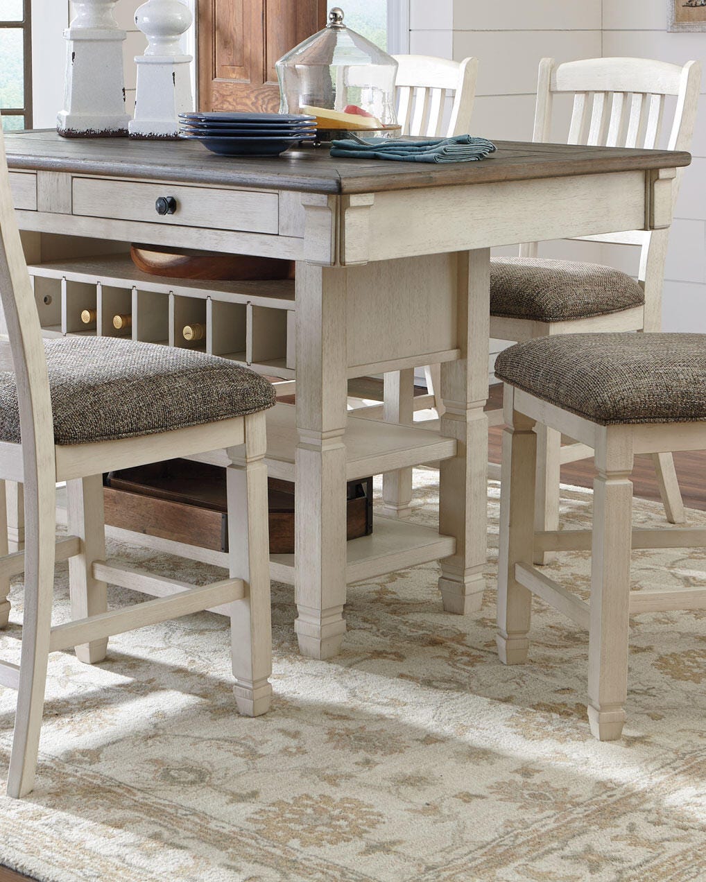 Bolanburg Antique White Counter Height Dining Table and 4 Barstools from Ashley Furniture - Luna Furniture