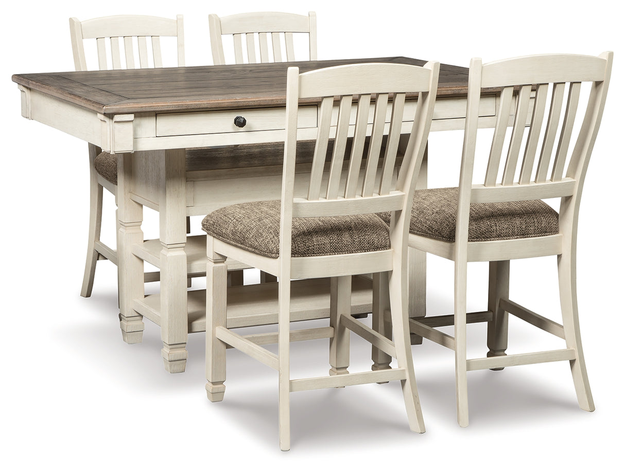 Bolanburg Antique White Counter Height Dining Table and 4 Barstools with Display Cabinet from Ashley Furniture - Luna Furniture