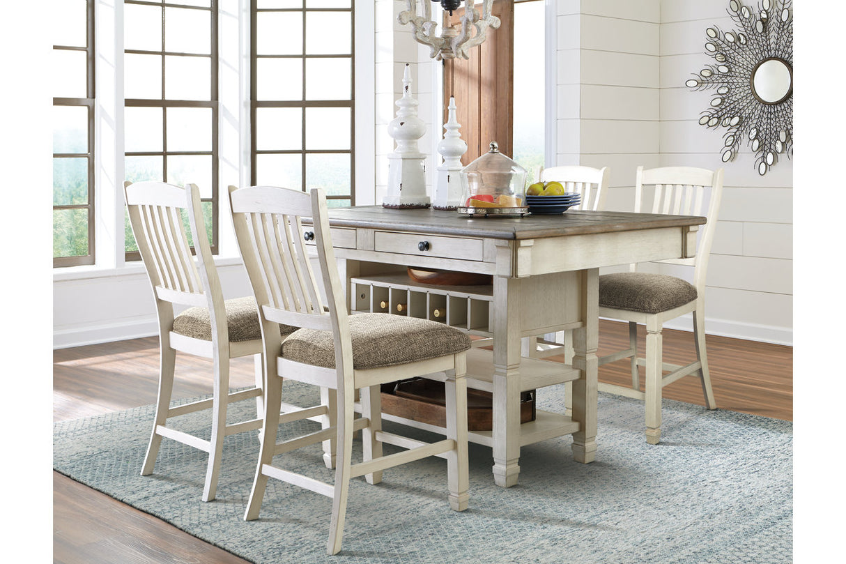 Bolanburg Antique White Counter Height Dining Table with 4 Barstools from Ashley Furniture - Luna Furniture