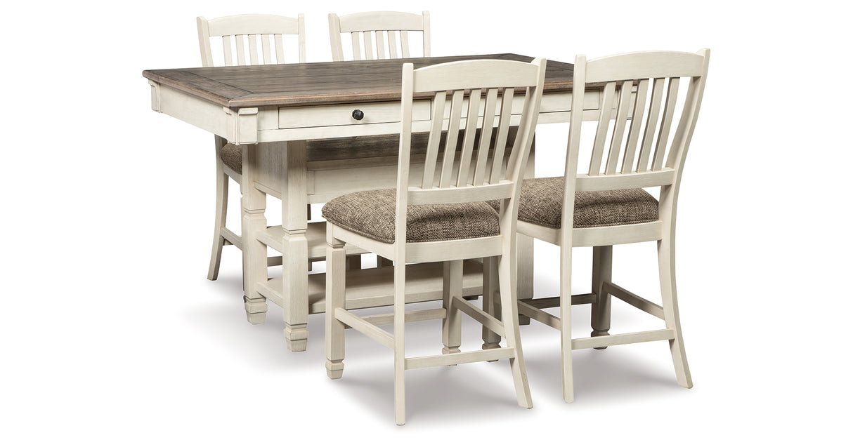 Bolanburg Counter Height Dining Table and 4 Barstools in Two-tone from Ashley Furniture - Luna Furniture