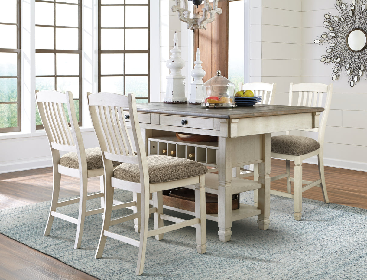 Bolanburg Counter Height Dining Table and 4 Barstools in Two-tone from Ashley Furniture - Luna Furniture
