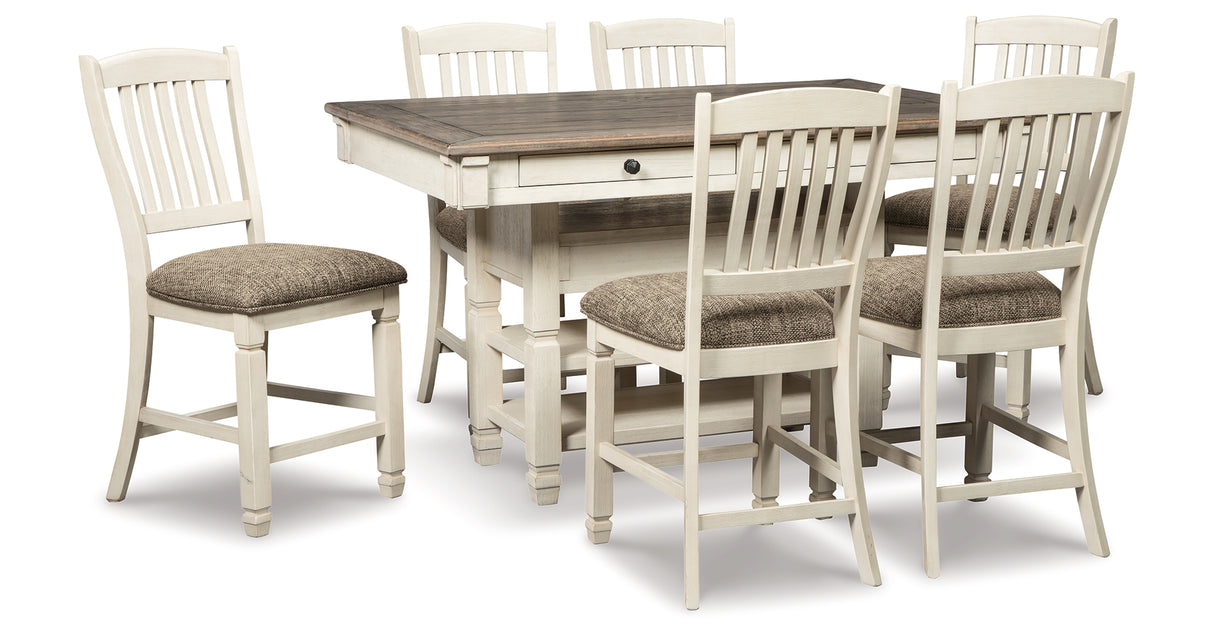 Bolanburg Antique White Counter Height Dining Table and 6 Barstools with Server from Ashley Furniture - Luna Furniture
