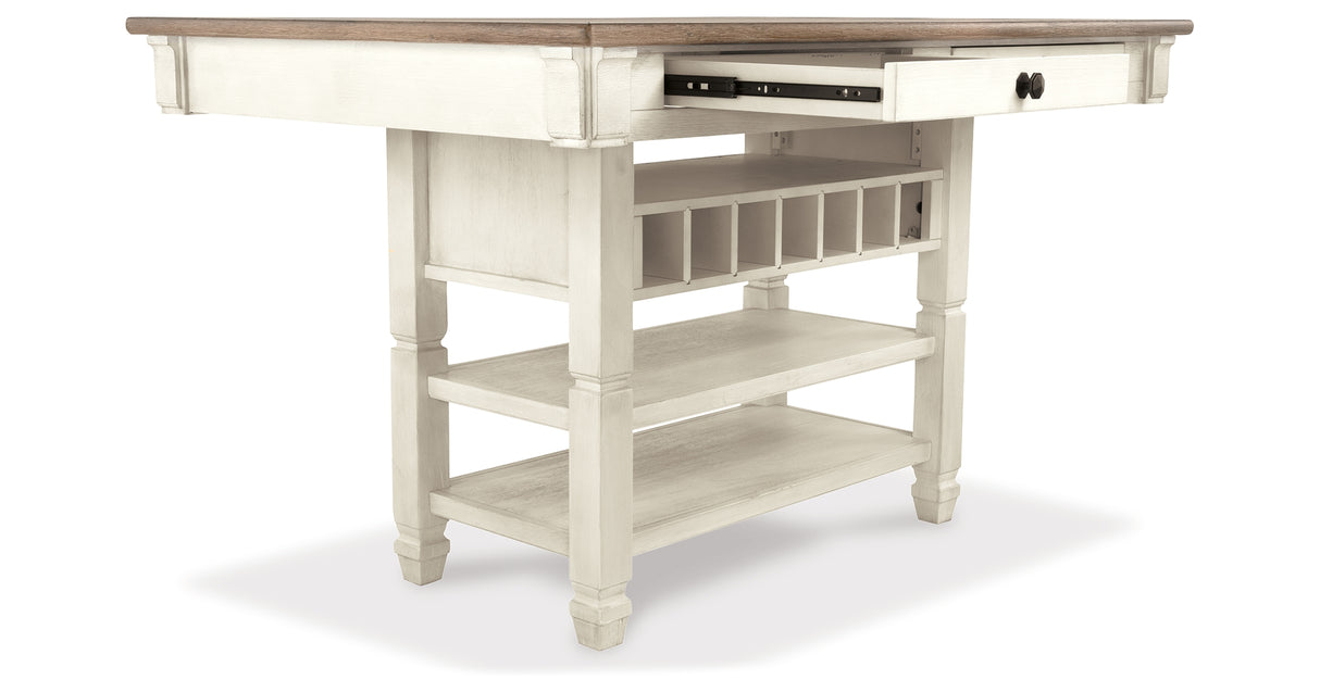 Bolanburg Two-tone Counter Height Dining Table and 4 Barstools and Bench from Ashley Furniture - Luna Furniture