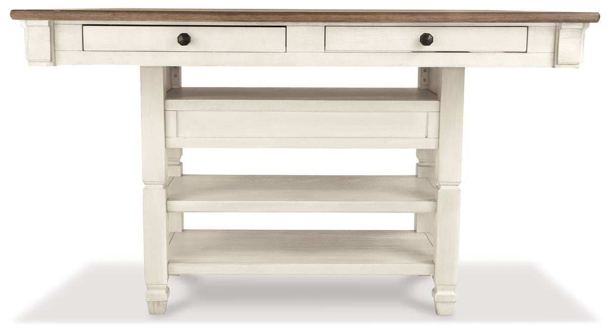 Bolanburg Antique White Counter Height Dining Table, 4 Barstools, Bench and Server from Ashley - Luna Furniture