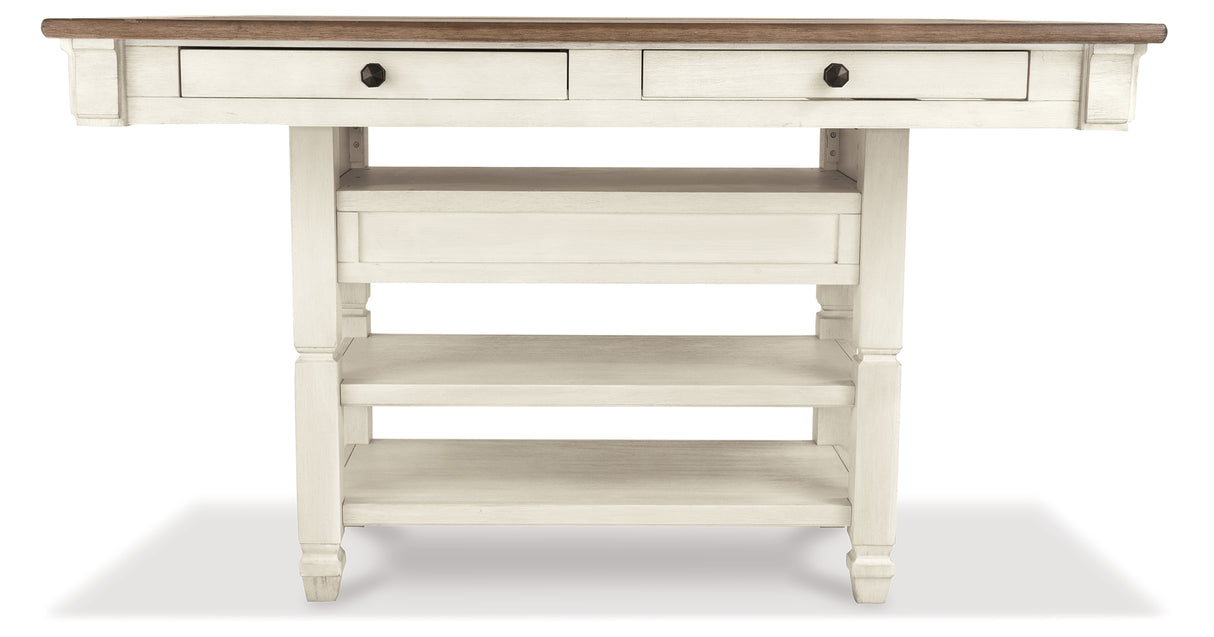 Bolanburg Antique White Counter Height Dining Table and 6 Barstools with Server from Ashley Furniture - Luna Furniture