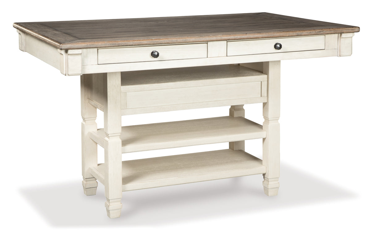 Bolanburg Counter Height Dining Table and 6 Barstools in Two-tone from Ashley Furniture - Luna Furniture
