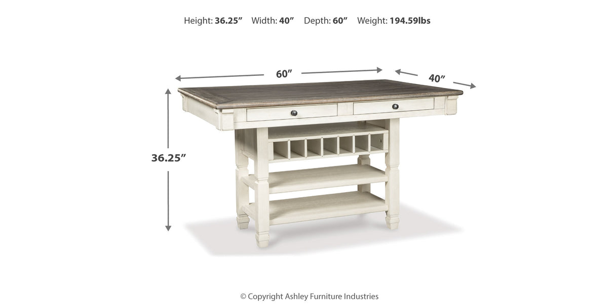 Bolanburg Antique White Counter Height Dining Table and 6 Barstools with Server from Ashley Furniture - Luna Furniture