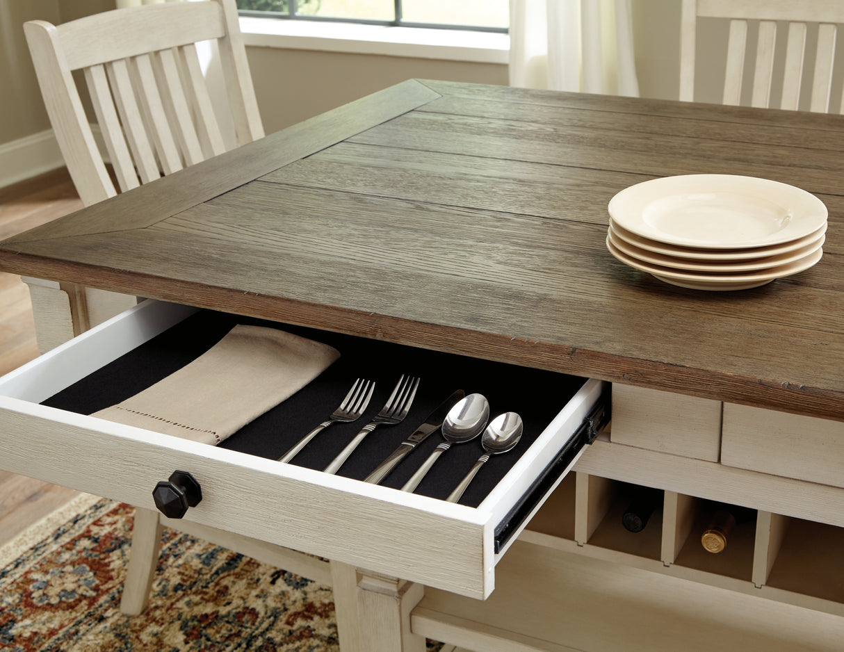 Bolanburg Two-tone Counter Height Dining Table and 4 Barstools and Bench from Ashley Furniture - Luna Furniture