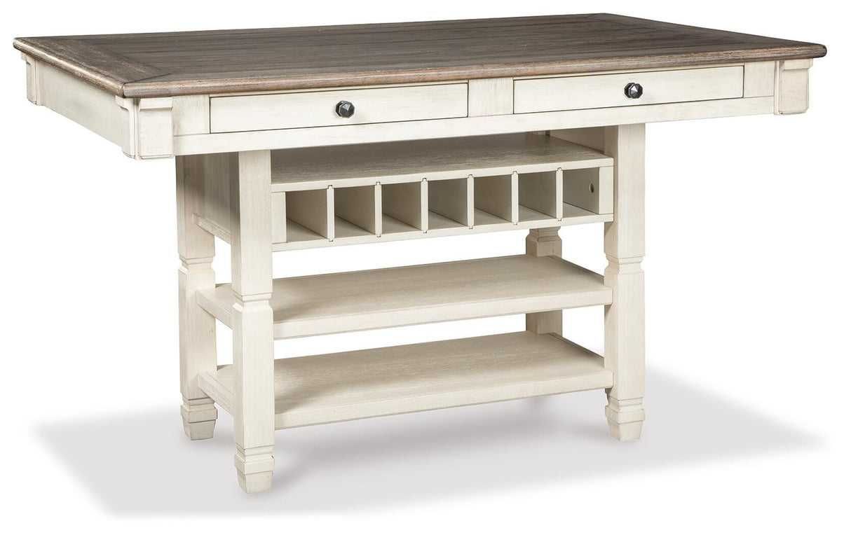 Bolanburg Two-tone Counter Height Dining Table and 4 Barstools and Bench from Ashley Furniture - Luna Furniture
